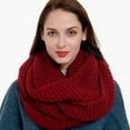 thumbnail image 4 of Chunky Scarf Women'S Winter Knit Infinity Scarf Fashion Thick Warm Circle Loop Scarves Soft Fall Winter Thick Warm Women-Jujube Red, 4 of 5