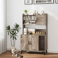 thumbnail image 2 of Gymax Large Cat Litter Box Enclosure w/ Display Storage Shelves Hidden Cat Furniture Oak, 2 of 9