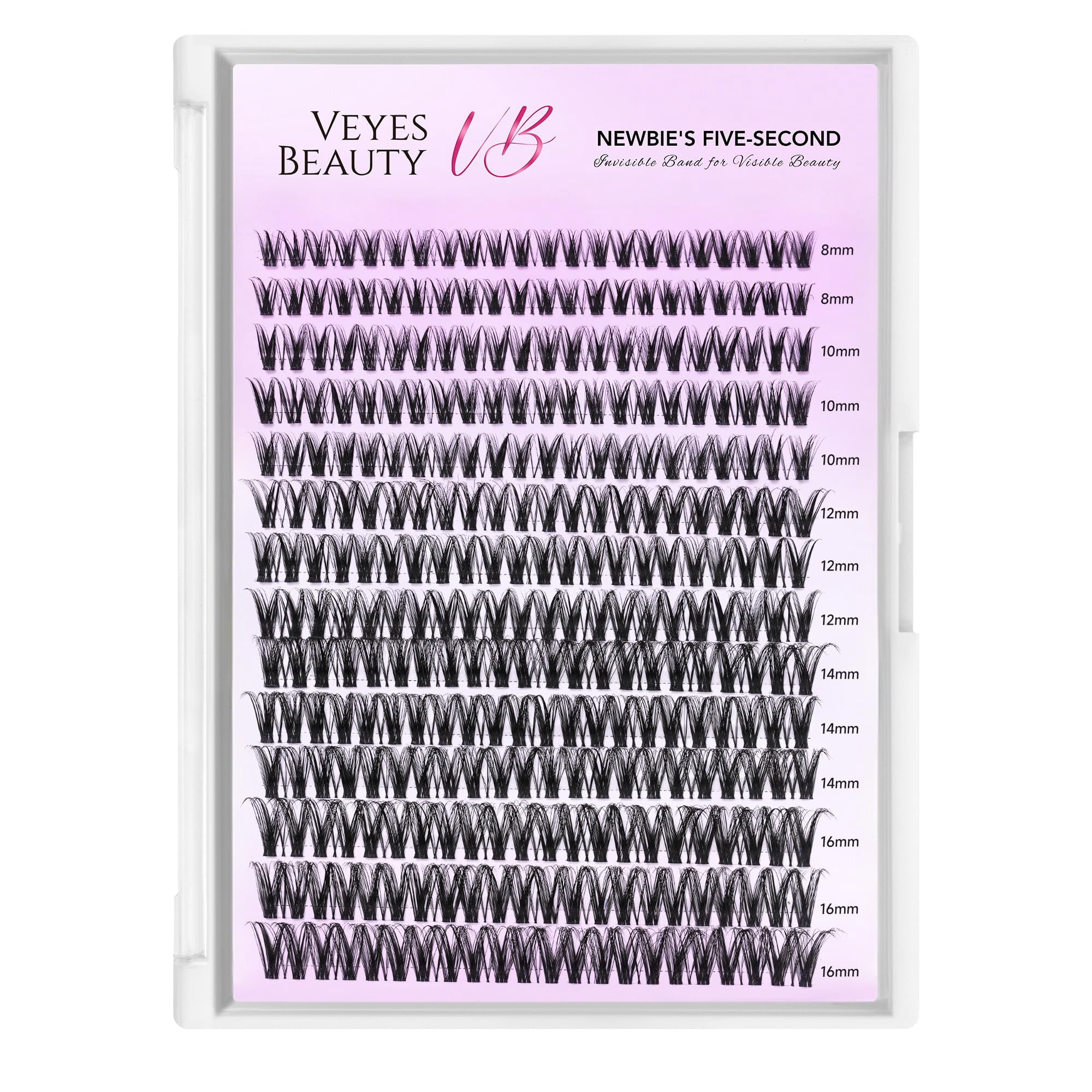 VEYESBEAUTY Ribbon Lash Clusters 154pcs, Fluffy Feathery Lashes with Invisible Band False Eyelash Reusable up to 7 Days Lash Kit