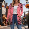 thumbnail image 2 of Towmus Halloween Cardigan For Women Fashion Cute Pumpkin Print Cardigans Sweaters Casual Open Front Long Sleeve Coats With Pockets, 2 of 6