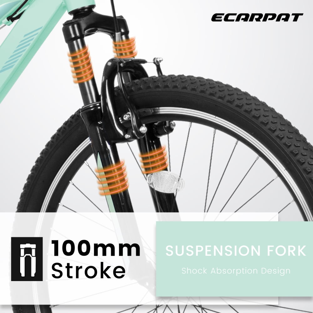 HoeTriumphs A26208D Mountain Bike 24/26 Inch, High-Density Carbon Steel Frame, 21 Speed, Front Suspension, Dual V-Brakes, 80% Pre-Assembled for Men Women Teens