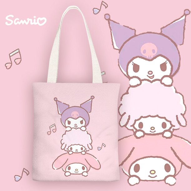 Sanrio-Bolso de hombro con estampado de Hello Kitty Kulomi My Melody para niñas, bandolera de lona impermeable con bolsillo interior con cremallera, nuevo