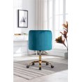 thumbnail image 6 of Accent Swivel Desk Chair, Height Adjustable Armchair with Button Tufted Back and 5 Wheels, Shell Office Chair for Bedroom, Living Room, Teal, 6 of 8