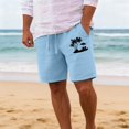 thumbnail image 5 of CONZONE Mens Casual Shorts Elastic Waist Drawstring Summer Beach Shorts For Men Hawaiian Graphic Lightweight Loose Fit Outdoor Shorts With Pockets, 5 of 6