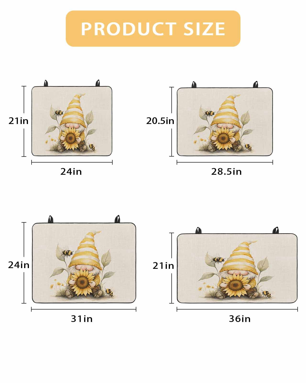 nqOlkjepod Large Induction Cooktop Protector Mat 28.5"x20.5", Sunflower Retro Stove Top Covers for Electric Stove, Yellow Gnomes Bee Beige Vintage Art Stove Burner Cover Mats, Glass Top Stove Cover