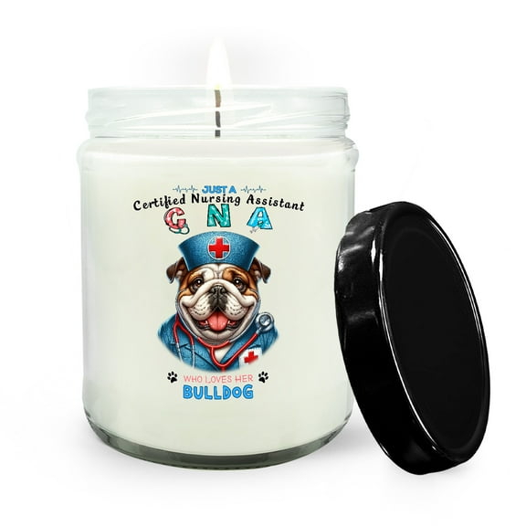 Just a Certified Nursing Assistant Cna Who Loves Her Bulldog Soy Wax Candle Dog Lover Gifts Idea 16oz White Vanilla Candle - 00003