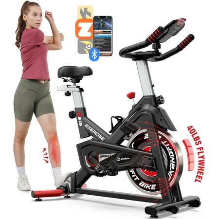 POOBOO Indoor Cycling Bike Exercise Bike Bluetooth Stationary Bike Heavy-duty Flywheel with Silent Magnetic Resistance 100 Levels for Home Gym Exercise