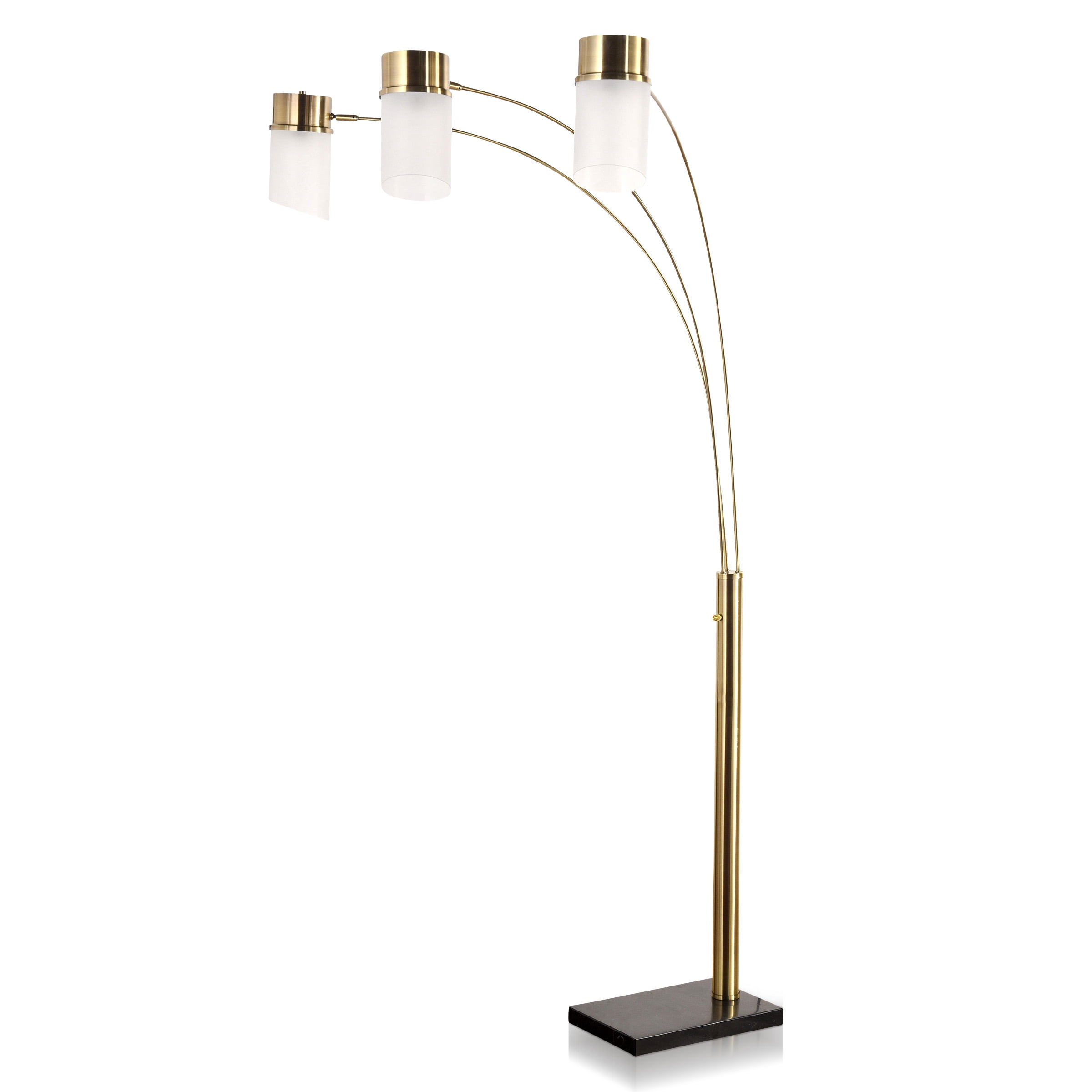 Rosalind - Mid Century Modern Metal & Marble Arch Floor Lamp - Antique