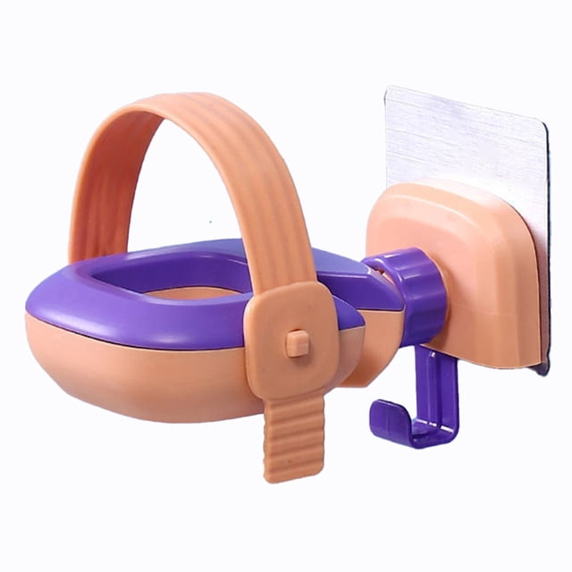 BUYISI 1PCS Hairdryer Bracket With Non-marking Sticker Punch Suction Wall Hanger Purple