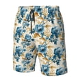 thumbnail image 4 of Fotbe Vintage Blue Flowers Trajes de Baño Estampados para Hombre, Shorts de Verano de Secado Rápido, Ropa de Playa, Bañadores-X-Large, 4 of 6