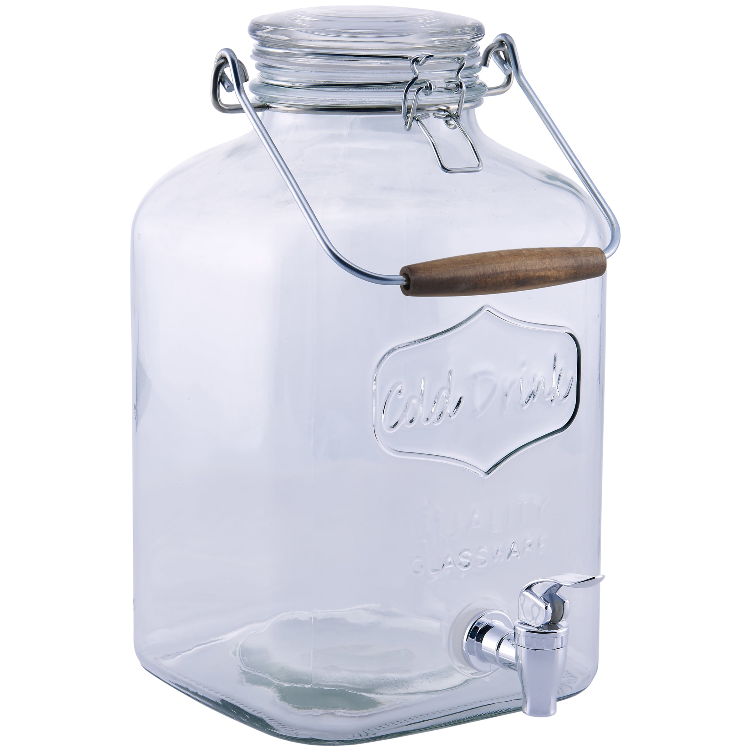 Glass Drink Dispenser, 1 Gallon, Silver, Set of 2 – kook