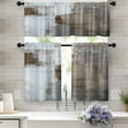 thumbnail image 1 of Brown Kitchen Curtains Grey White Window Curtains Valance and Tier Set 36 Inch, Contemporary Rod Pocket Short Tier Curtain, Abstract Art Small Cafe Curtains for Kitchen Decor, 1 of 6