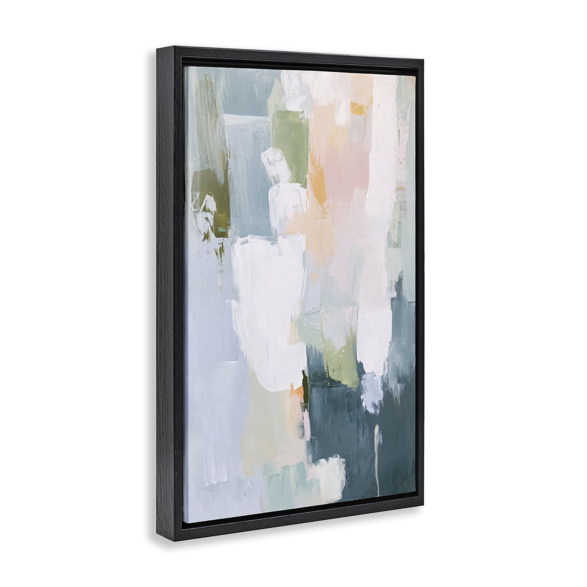 Stupell Industries Abstract Pastel Brushstroke Composition Black Framed Floater Canvas Wall Art, design by Petal Prints Design