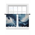 thumbnail image 6 of Blue Abstract Art Sheer Curtains for Living Room Bedroom Modern Waves Art Sheer Curtains 45 Inch Long 2 Panels Set Light Filtering Curtain Window Treatments Drapes for Dining Room, 6 of 6