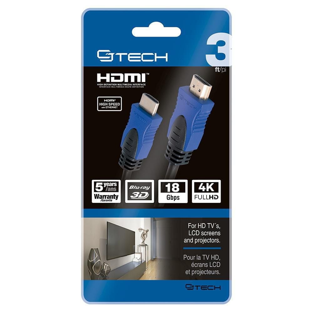 CJ Tech 4K 3D HDMI 2.0 Cable with Ethernet - 3ft