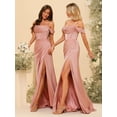 thumbnail image 3 of Vestido de dama de honor Clothfun de satén con cuello vuelto y abertura, 3 of 6