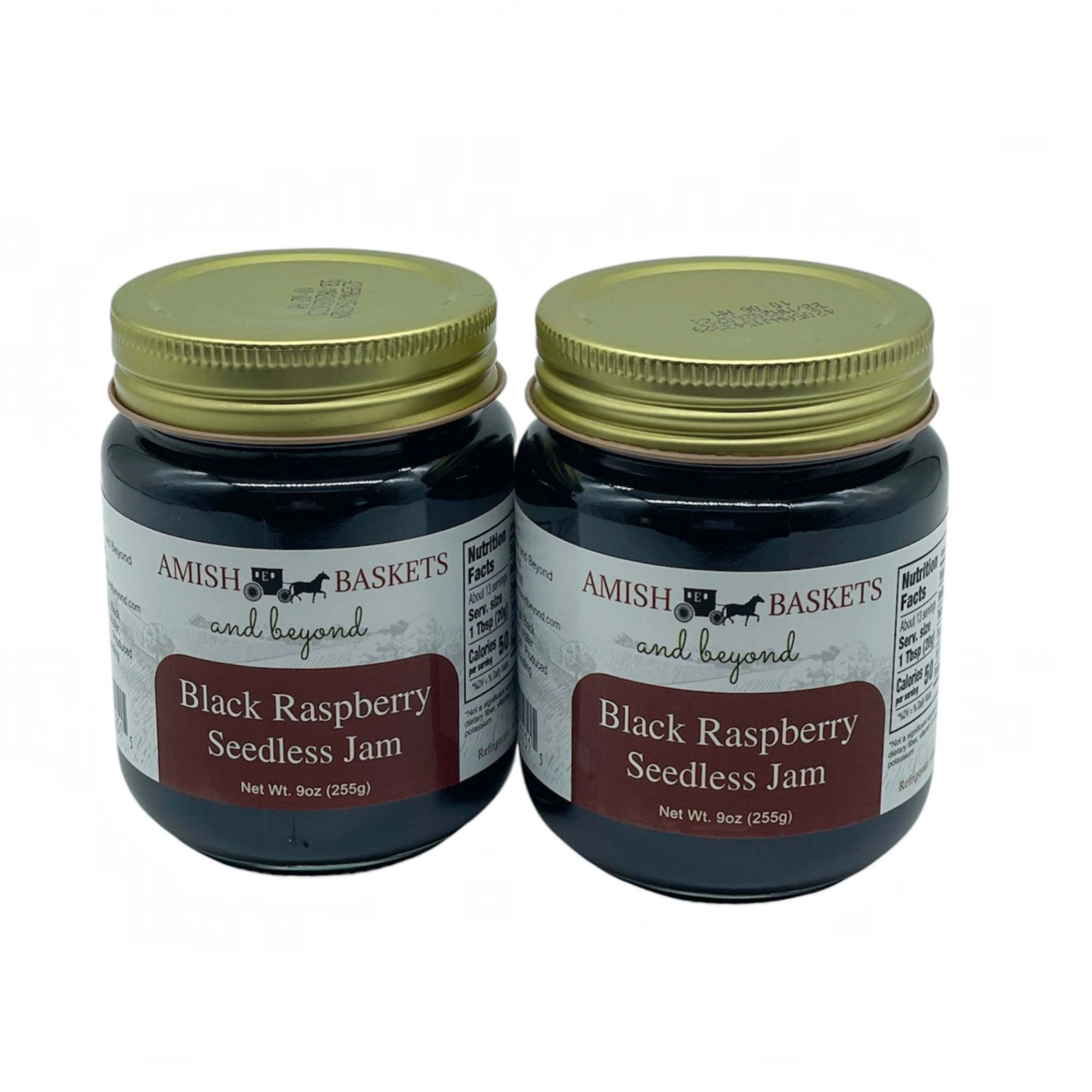 Amish Black Raspberry Seedless Jam Non GMO Vegan All Natural - 9 oz - 2 Jars