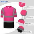 thumbnail image 3 of ProtectX 3-Pack High Visibility Short Sleeve Reflective Safety T-Shirt, Men's Heavy Duty Breathable Hi Vis Shirts, Class 2 Type R, Pink - Samll, 3 of 7