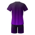 thumbnail image 5 of Men's Suits 2024 Summer Tracksuit Plus Size Short Sleeve O Neck Athletic Suit Casual Color Block Drawstring Waist Tracksuit Set, 5 of 5