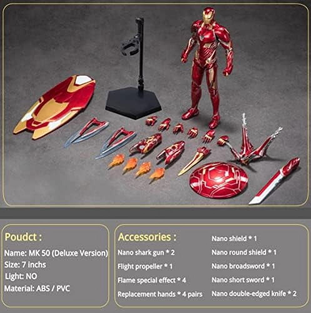 OVONNI Ironman MK50 (Deluxe Version),All Joints Movable 7 Inch Collectible Action Figure,Multi Weapon Accessories