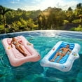 thumbnail image 6 of HEY! SPLASH Inflatable Tanning Pool Lounger Float, 72.8 * 49.2" Inflatable Ride-ons Pool Rafts Swimming Pool Float, Summer Beach Party Swimming Floaty Bed Floatie Pool Toys,Pink Leaf, 6 of 8