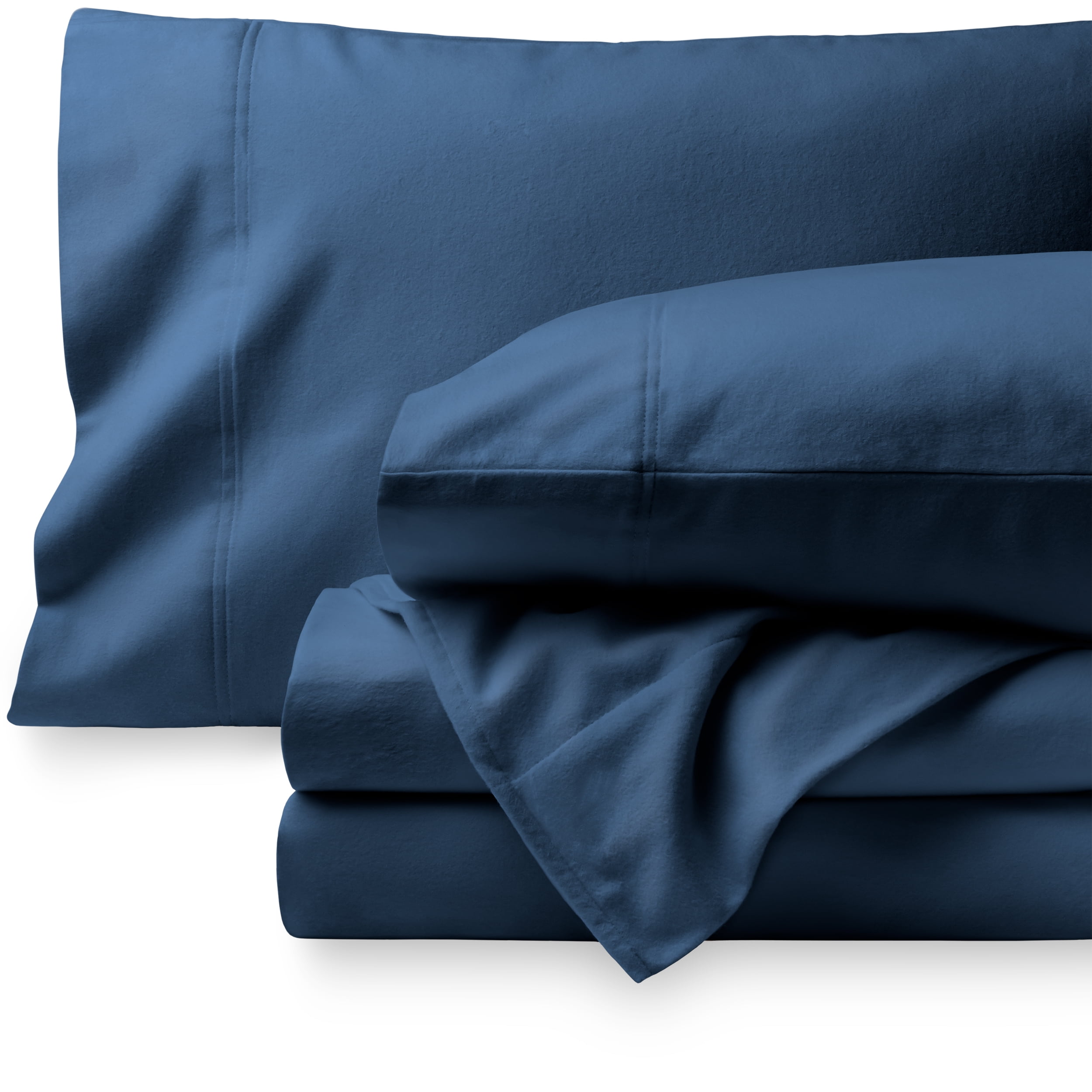 Bare Home 100% Cotton Flannel Sheet Set, Heavyweight, Deep Pocket (Twin, Dark Blue)