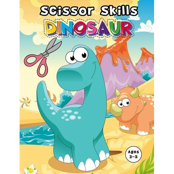Scissor Skills Dinosaur: Cutting And Pasting Practice Book For preschoolers Ages 3 And up (practicing cutting with scissors) (Paperback)(Large Print)