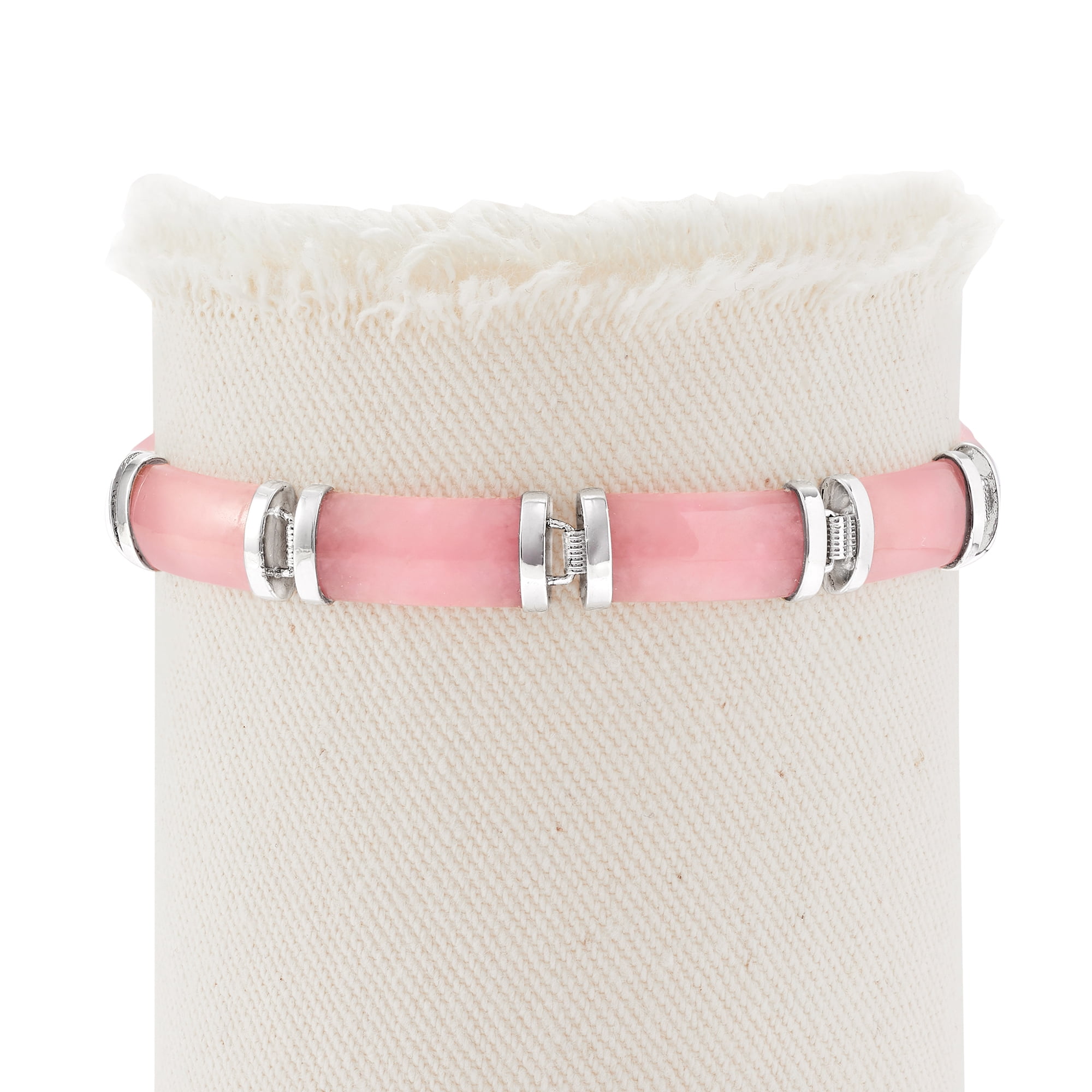 Ross-Simons Pink Jade "Good Fortune" Bracelet in Sterling Silver, Women's, Adult