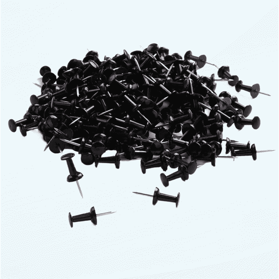 200PCS Colored Plastic Push PinsMap Thumb Tacks with Steel for Bulletin Board and DIY Craft Home Office Use (Black)