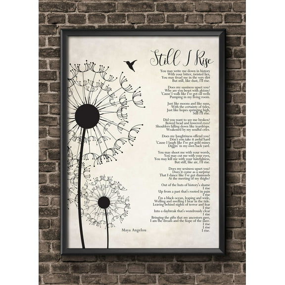 Still I Rise Maya Angelou Poem Wall Art Self Respect Quote Bedroom Decor Poster – Poster - Poster Print - Wooden Hanging Scroll Frame 11 x 17 Inch Poster