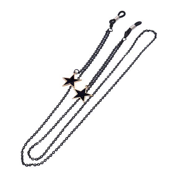 ETEREAUTY Back to School Eyeglass Hanger Eyeglasses Chain Metal Black 1PC Star Double Hanging