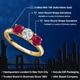 thumbnail image 2 of Gem Stone King 10K Yellow Gold Lab Grown Diamond and Red Created Ruby Engagement Ring for Women | 1.70 Cttw | Round 5MM | Gemstone April Birthstone | Size 8, 2 of 6