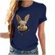 thumbnail image 4 of Tops de Cuello Alto para las Mujeres Amante Impreso Camiseta Cuello Redondo Manga Corta, Poliéster Spandex, 4 of 7