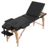 Westice Portable 3-Section Foldable Massage Table with Adjustable Height Face Cradle and Wood Frame Ideal for Tattoo Lash Spa Facial and Salon Use Black