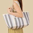 thumbnail image 3 of Bolso de mano tejido a rayas de colores de gran capacidad, moderno y casual, bolso de hombro para mujer, 3 of 4