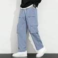 thumbnail image 2 of BUWTTER Men's Pants Cargo Drawstring Elastic Waist Casual Baggy Pant Streetwear Pockets Solid Color Trousers BU2 XL, 2 of 7