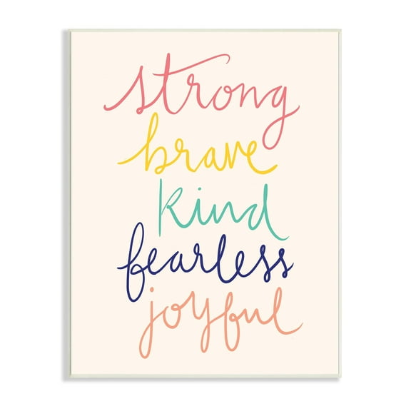 Stupell Industries Fearless Motivational Words Phrase Rainbow Calligraphy List Graphic Art Unframed Art Print Wall Art, Design by Heather McLaughlin