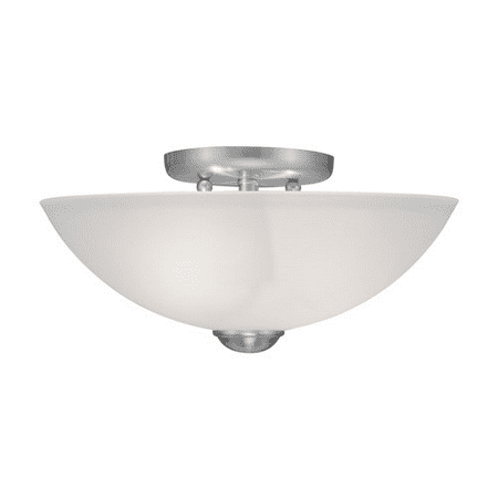 

Semi Flush Mounts 2 Light With Satin Glass Brushed Nickel size 13 in 120 Watts - World of Crystal