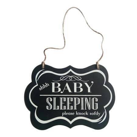 Wall Hanging Ornament Painted Wood Decorative Shhh Baby Sleeping Door Sign Black Decoration for Home Party Supply Style (Best Way To Clean Painted Wood Kitchen Cabinets)