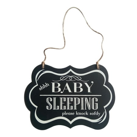 Hanging Wall Sign Wall Hanging Ornament Painted Wood Decorative Shhh Baby Sleeping Door Sign Black Decoration for Home Party Supply Style 1 ()