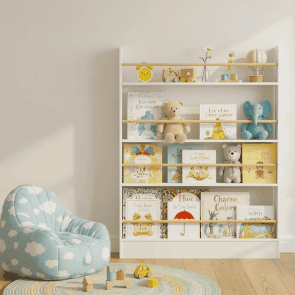 VGBYUJ Behind Doors Bookshelf, 47.4"H x 39.4"W Tier Wall Mount Boookcases, Behind the Door Storage Organizer for Narrow Space, Solid Wood, White