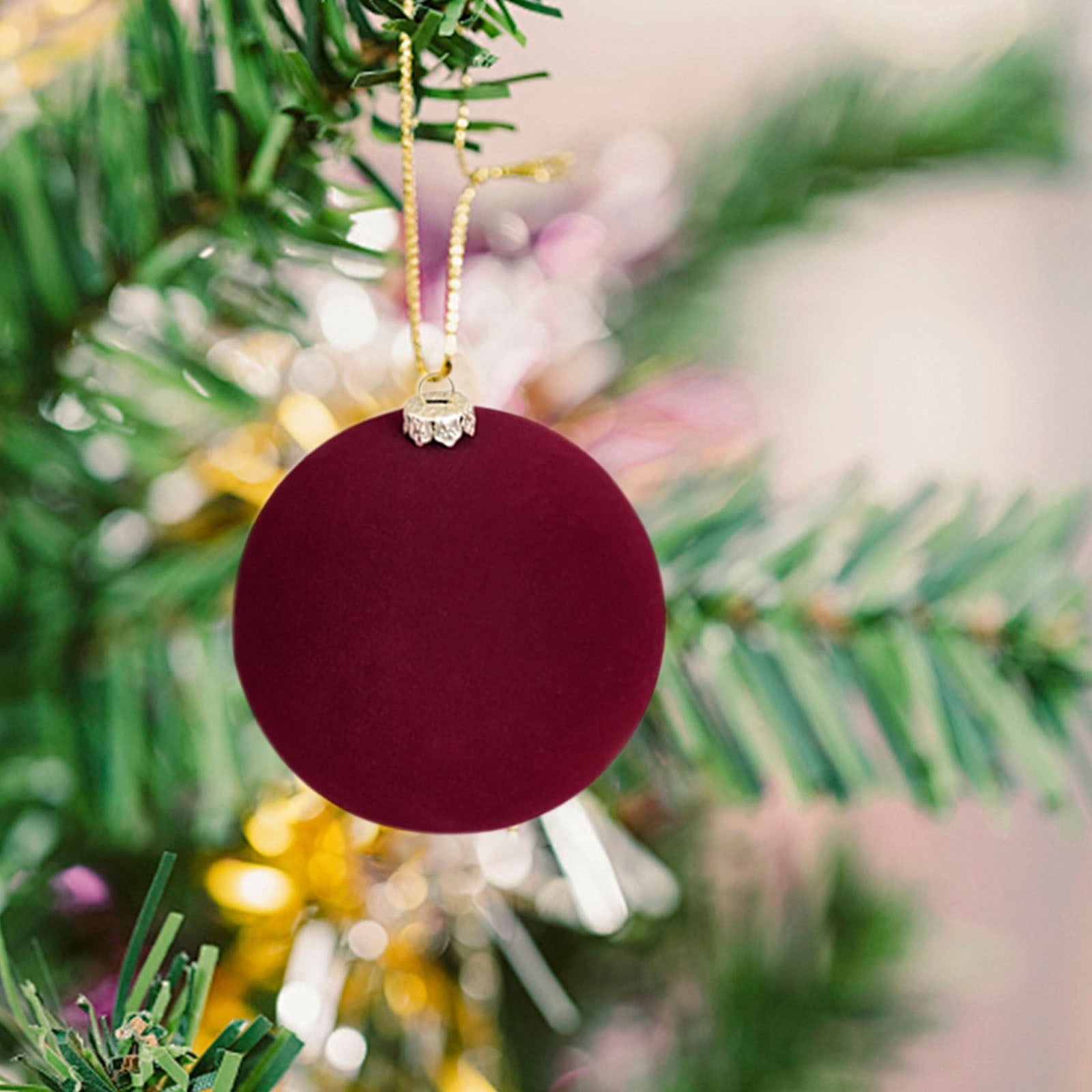 Fwttom Flocked Christmas Ball Ornaments Set of 12 - Vintage Christmas Balls Shatterproof Velvet Hanging Decor for Xmas Tree Holiday Party, 2" Red