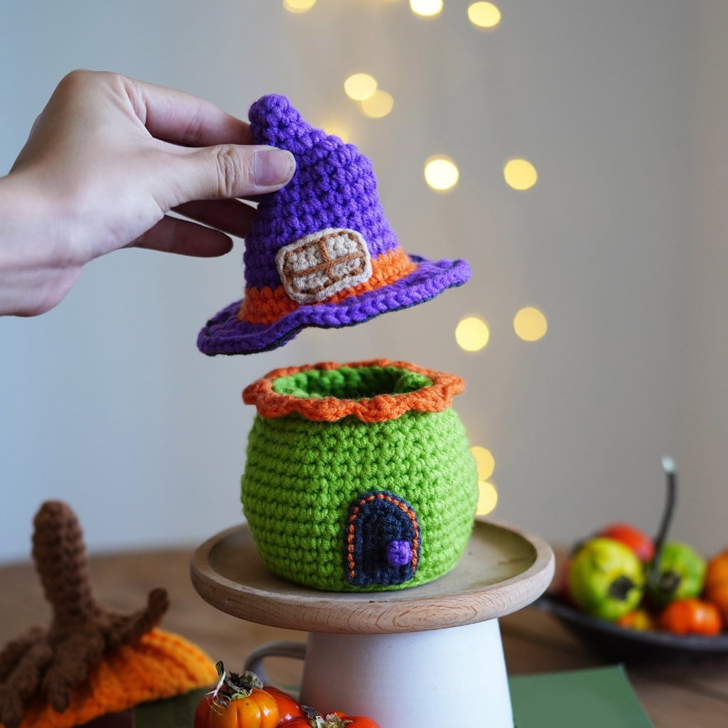 Halloween Candy House Crochet Set for Kid Adult, with Video Tutorial Instruction, Crochet Hook, Knitting Needle, Yarns