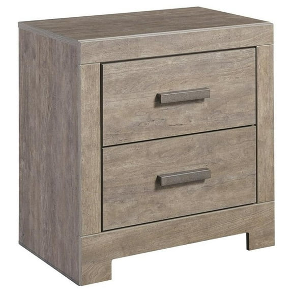 Pemberly Row Modern Engineered Wood 2-Drawer Night Stand-Gray