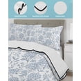 thumbnail image 4 of Quilts Twin XL Size, Blue Flower Soft Comforter Bedding Set for Bed, Botanical Floral Vintage Wildflower Leaf Lightweight Quilted Bedspread with Pillow Cover(2 Pieces) for All Season, 68x98 Inch, 4 of 6