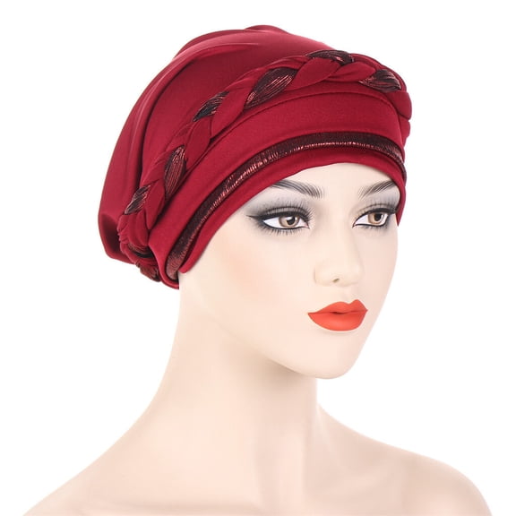 Women Stylish Braided Plait Stretch Turban Beanie Hat Hair Head Wrap Elastic Cap