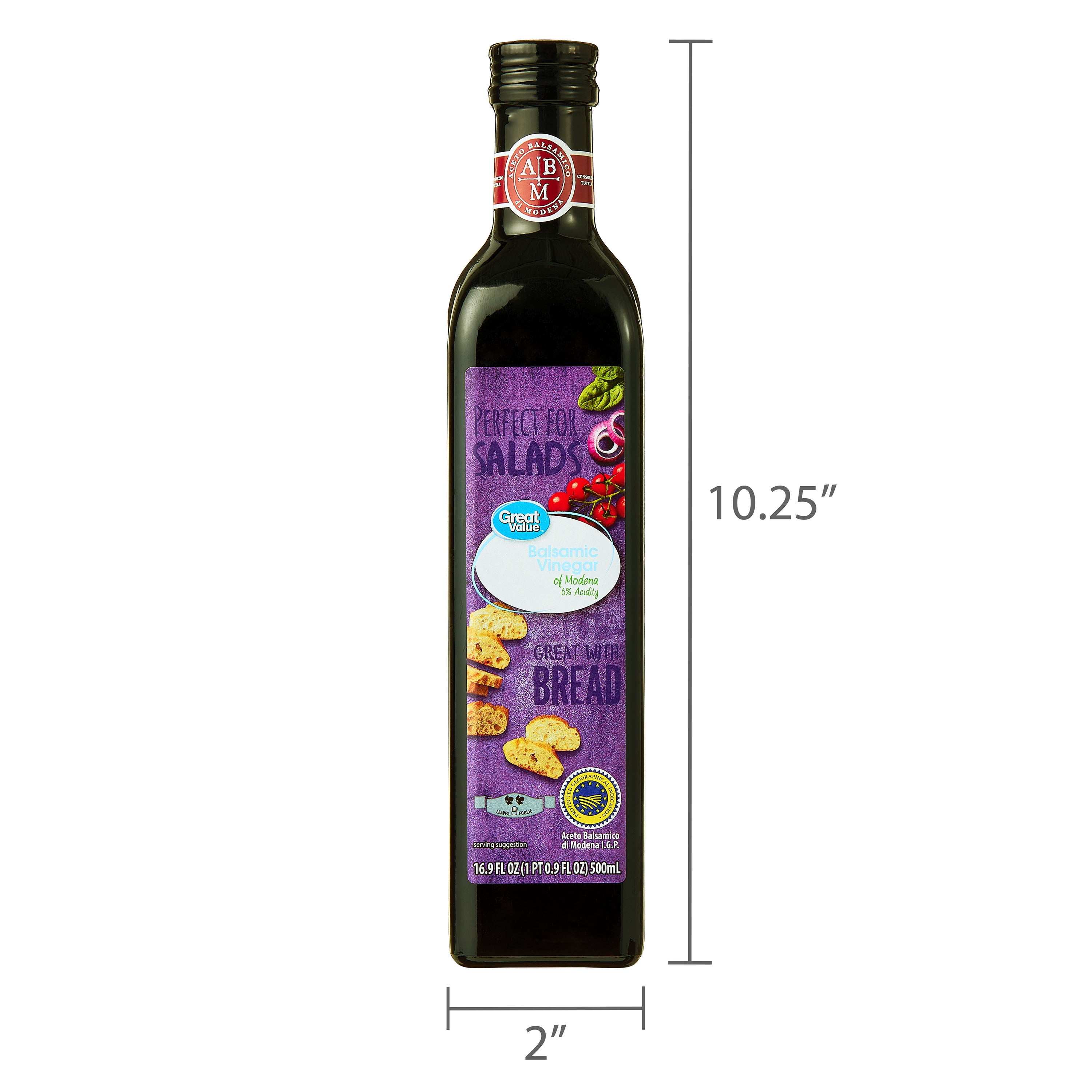 (6 pack) Great Value Balsamic Vinegar of Modena, 16.9 fl oz