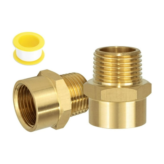 GENEMA 2PCS Brass G1/2 BSP Female To 1/2Inch NPT Male Thread Pipe Fitting Adapters