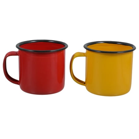 

Howish Enamel Cup 2 Camping Mugs Vintage Drinking for Travel Hike - Red & Blue enamel(2.56 X2.56 X2.36 )