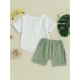 thumbnail image 3 of Biekopu Baby Boys Shorts Set, Contrast Color Short Sleeve T-shirt with Elastic Waist Shorts Summer Outfit, 3 of 9
